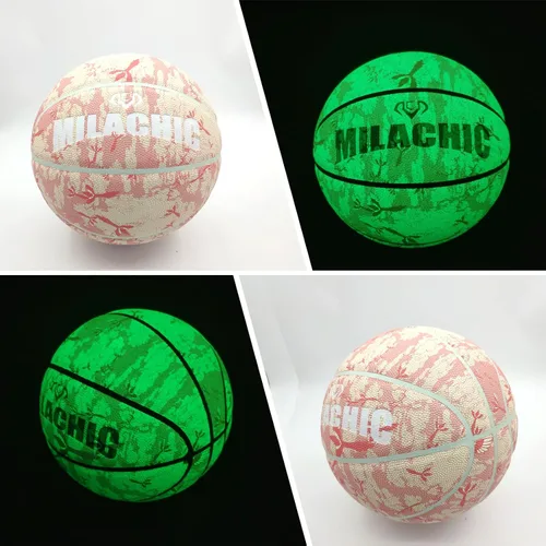 Vista 4 de Balón de baloncesto personalizado, que brilla en la oscuridad, regalo de baloncesto personalizado tamaño 7 (29.5"), tamaño 6 (28.5"), tamaño 5 Rosado