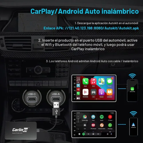 Vista 8 de Carlinkit Adaptador USB inalámbrico CarPlay CPC200-CCPA para radios