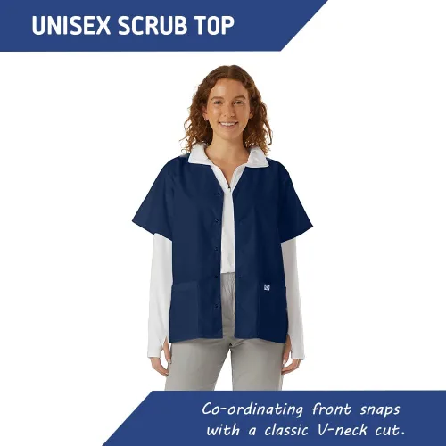 Vista 5 de Túnica frontal con cuello en V unisex para profesionales médicos, ropa de trabajo de hospital y laboratorio-218C