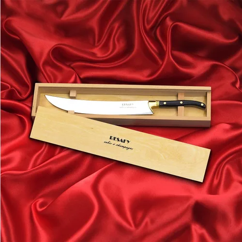 Vista 7 de Resafy Sable de champán con caja de madera - Abreespada de cuchillo de champán para regalo de boda de fiesta