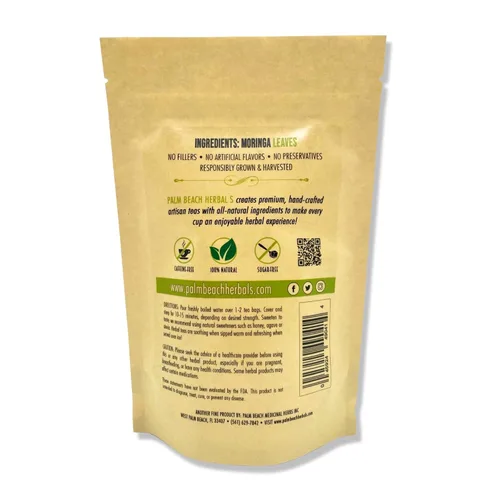 Vista 2 de Té Moringa - Serie de té de hierbas puras de Palm Beach Herbals (30 bolsas de té) 100% natural