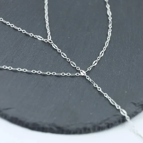 Vista 2 de TseanYi - Collar con cadena en forma de Y de plata larga y Lariat para mujer y niña (plata)