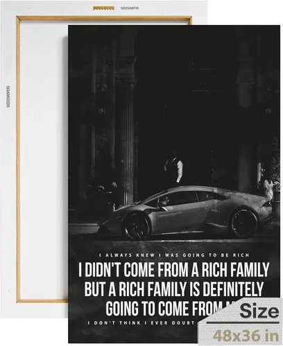 Vista 45 de Arte de pared motivacional para la oficina, lienzo de arte de súper auto, decoración automotriz inspiradora para los amantes de Porsche Sportscar
