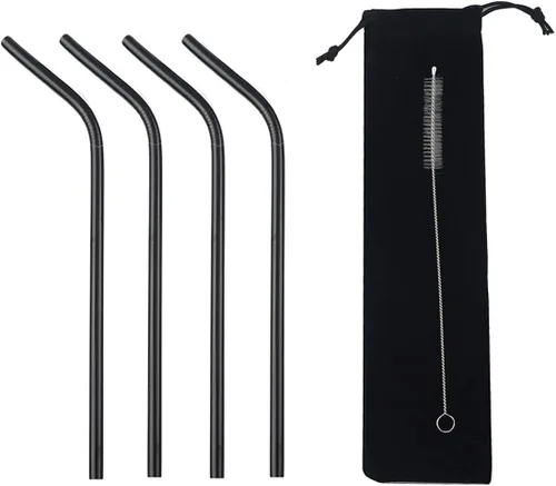 Vista 14 de Gugrida Pajitas de metal de acero inoxidable de 8.5 pulgadas, reutilizables, juego de 3 popotes – Cepillo de limpieza de color ultra largo