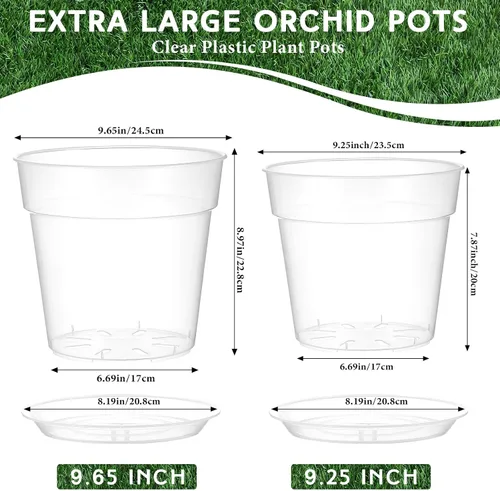 Vista 2 de Baderke 3 Pack Clear Nursery Pot,9.25 Inches
