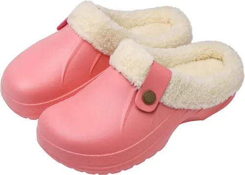 Vista 7 de ChayChax - Pantuflas impermeables para mujeres y hombres, con forro de piel, zapatos de jardín de invierno, pantuflas cálidas para interiores