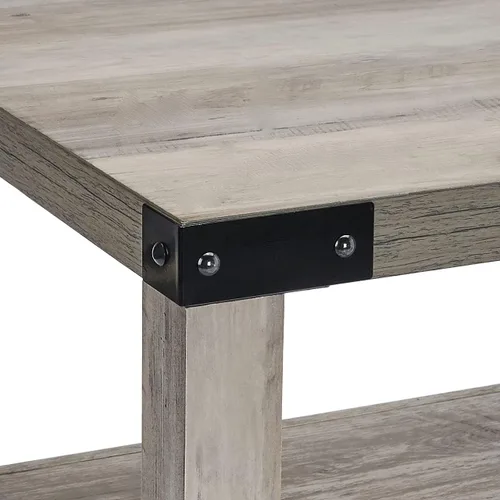 Vista 5 de ROCKPOINT Muebles estilo granero estilo granja rectangular acento mesa de centro, gris lavado
