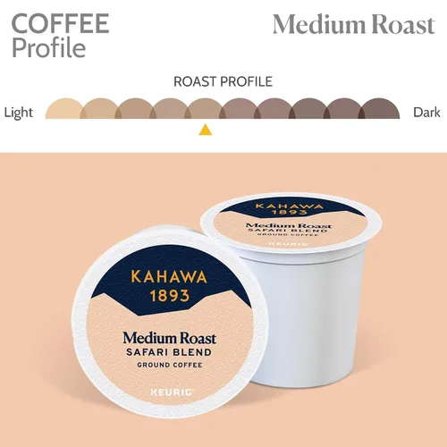 Vista 4 de Kahawa 1893 Café de Tostado Medio K-Cup Pods Mezcla Safari (20 Unidades) - Visto en Shark Tank, Alto en Antioxidantes, Naturalmente Dulce
