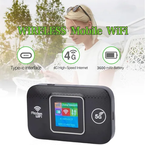 Vista 2 de VBESTLIFE Enrutador WiFi móvil 4G LTE con ranura para tarjeta SIM, dispositivo de punto de acceso portátil de viaje de 300 Mbps, módem de Internet