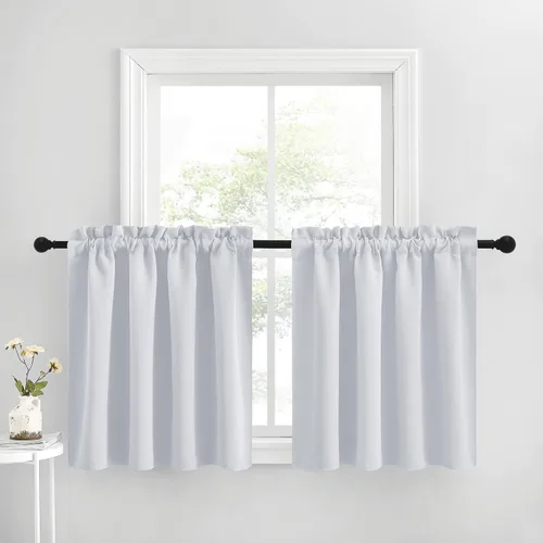 Vista 23 de NICETOWN Cortinas Opacas Cortas - Tratamiento de Ventana con Aislamiento Térmico, Niveles de Cortina Pequeños para Sala de Estar/Cocina, 2 Paneles
