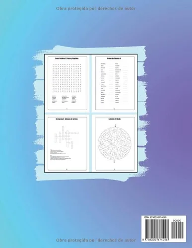 Vista 2 de 6 en 1 Pasatiempos en Español y Sopa de Letras para Adultos Busca Palabras, Vocales Faltantes, Ordena las Palabras, Crucigramas, Laberintos, Sudoku