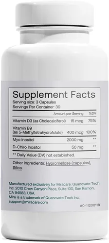 Vista 7 de MIRA Suplemento de SOP, Myo Inositol y D-Chiro Inositol Proporción 40:1, ayuda a promover el equilibrio hormonal y apoyar la salud ovárica