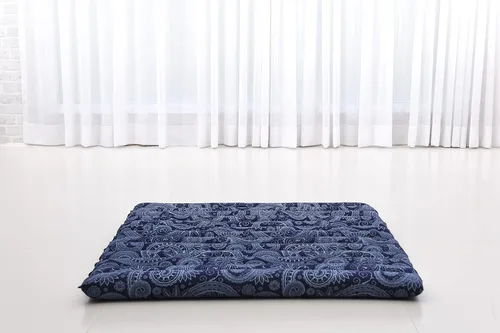 Vista 4 de Leewadee Zabuton - Cojín de asiento cuadrado para ejercicios de meditación, tapete de yoga ligero relleno de Kapok CBT1 - Azul