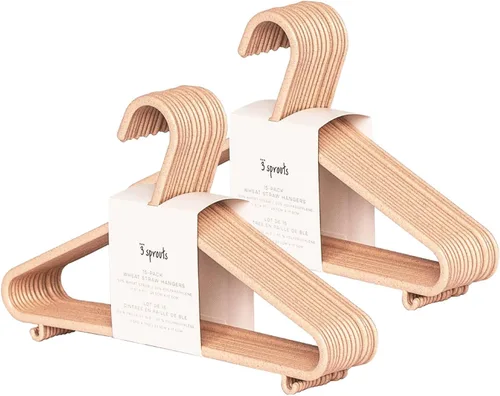 Vista 10 de 3 Sprouts Perchas de Plástico de Paja de Trigo - Paquete de 30 Perchas para Niños Pequeños para Ropa de Niños y Bebés, Abrigos - Ideal para Niñas