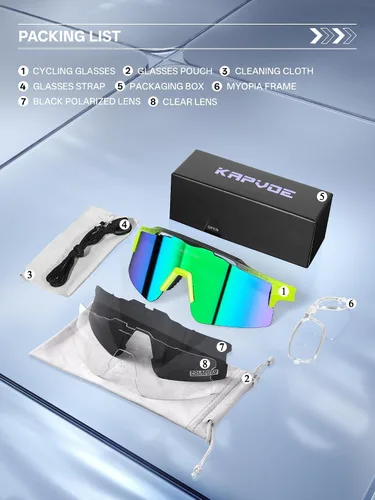 Vista 6 de KAPVOE Gafas de sol polarizadas para ciclismo y deportes, para hombres y mujeres, UV400 MTB para bicicleta de montaña con 3 lentes K75