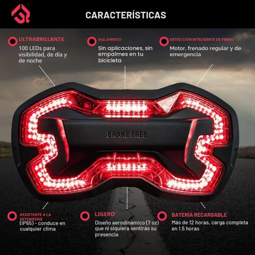 Vista 4 de Luz de Casco Brake Free - Luces Inteligentes Inalámbricas para Motocicleta - Luz LED para Casco de Motocicleta Resistente a la Intemperie - Diseño
