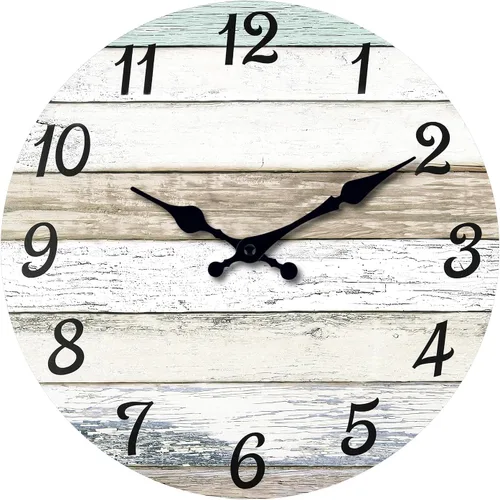 Vista 14 de XNM Reloj de pared redondo para cocina, funciona con pilas, reloj de pared rústico de 10 pulgadas con flores azules, reloj de pared silencioso