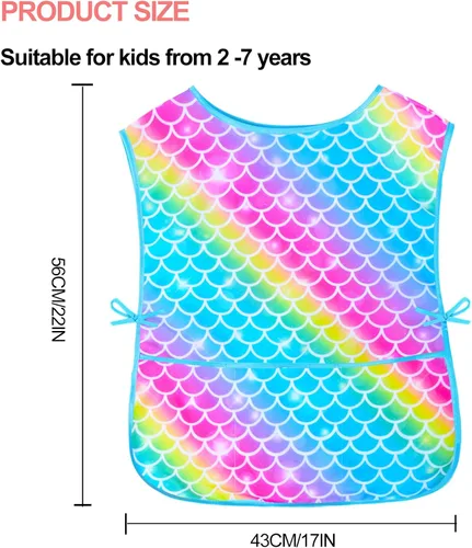 Vista 6 de Sylfairy Bata de arte para niños, impermeable, para pintar, delantal de pintura para niños pequeños