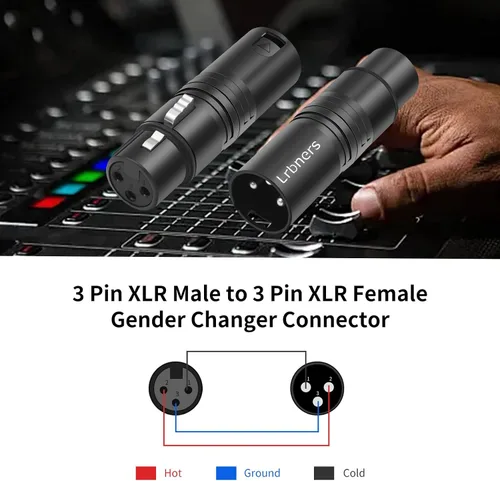 Vista 7 de Adaptador de audio XLR macho a hembra, conector de acoplamiento de bloqueo seguro de carcasa negra, transmisión de señal sin pérdida de 3 pines