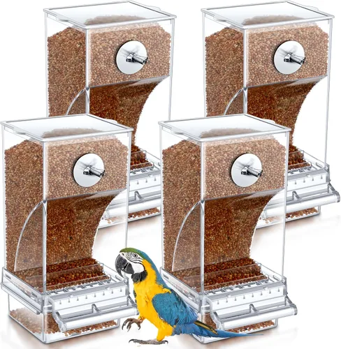 Vista 12 de Yaomiao 4 unidades de comederos para pájaros pequeños sin ensuciar, dispensador automático de agua para periquitos, alimentador de codornices