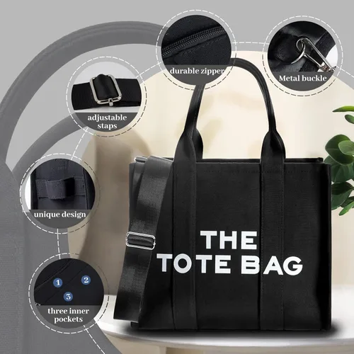 Vista 3 de Beukani The Tote Bag para mujer, regalos de cumpleaños, bolsos de lona con cremallera en el hombro