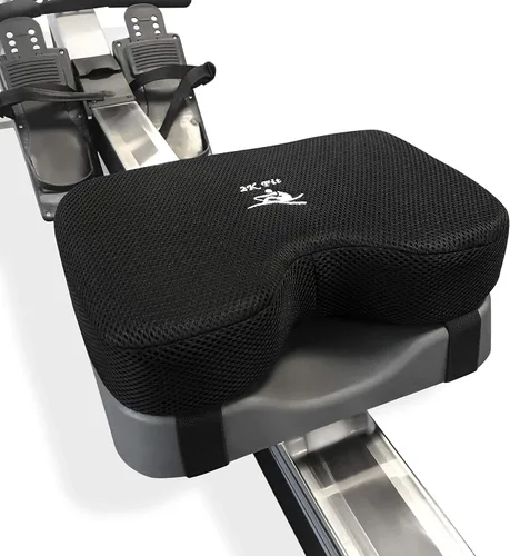 Vista 2 de Cojín de asiento para máquina de remo (modelo 2) para la máquina de remo Concept 2 con espuma viscoelástica personalizada, funda lavable y correas