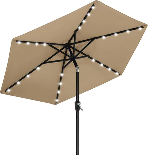 Vista 38 de ABCCANOPY - Sombrilla solar LED para patio con 24 luces, 7.5 pies (borgoña)