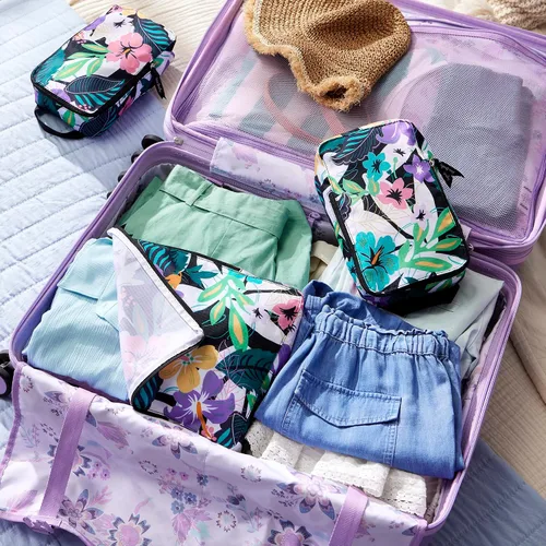 Vista 6 de Vera Bradley Conjunto de 3 piezas de cubo de embalaje de compresión para mujer, Botánico Ditsy
