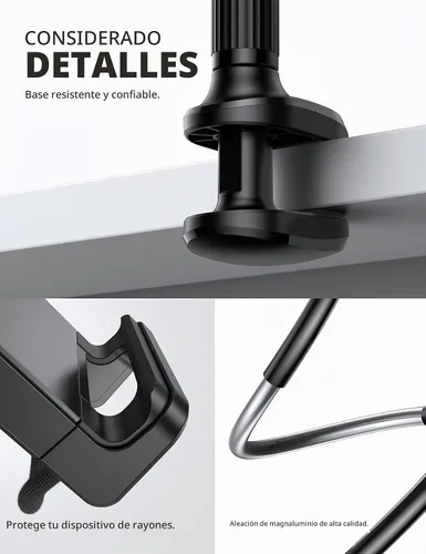 Vista 6 de Lamicall Soporte de soporte de tableta de cuello de cisne para cama Negro