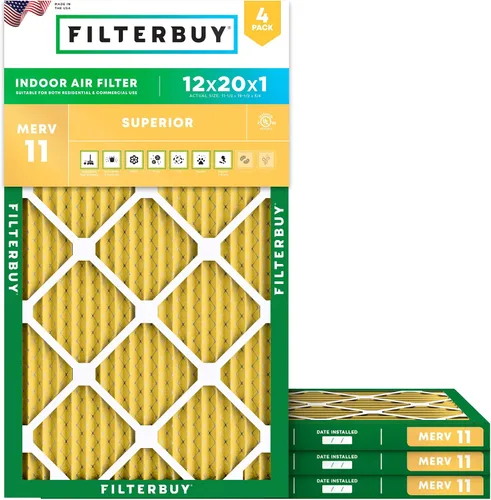 Vista 40 de Filterbuy Filtro de Aire 12x12x1 pulgadas MERV 11 Defensa Superior contra Mascotas y Alergias (Paquete de 4), Filtros de Reemplazo Electrostáticos