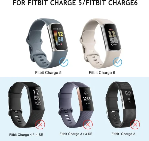 Vista 2 de Paquete de 2 bandas para Fitbit Charge 6 bandas para mujeres y hombres, correas clásicas suaves de repuesto para Fitbit Charge 5 Fitness & Health