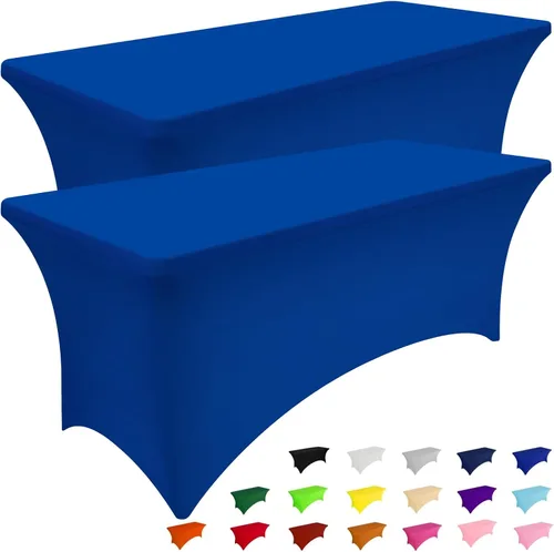 Vista 43 de Smiry Paquete de 2 Manteles de Spandex de 6 Pies, Manteles Elásticos Ajustables Extensibles, Lavables y Sin Arrugas, Cubierta Rectangular para Mesa