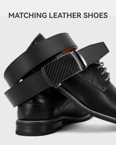 Vista 4 de CHAOREN Cinturón para hombre de cuero con trinquete - Ajuste personalizable, estilo sin esfuerzo (35 mm)