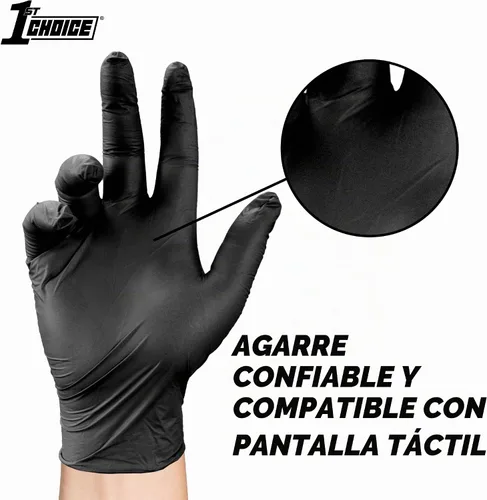 Vista 7 de 1st Choice Black 4 mil Nitrile Disposable Gloves Food Safe Medical Grade