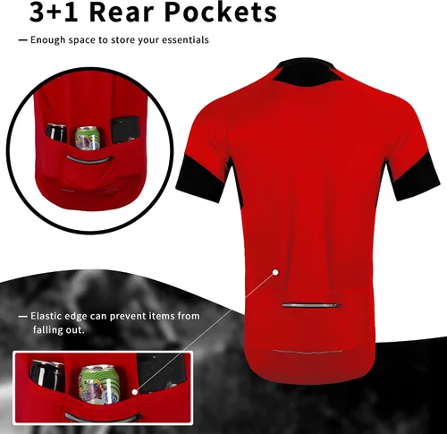 Vista 5 de Cycling Bike Jersey for Men Short and Long Sleeve Bike Bicycle Shirts Biking Clothing Breathable Quick-Dry Shirt with Pockets