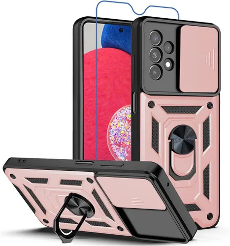 Vista 17 de Funda para teléfono Galaxy A06 4G: con protector de pantalla de 2 piezas, cubierta deslizante para cámara y soporte multiángulo para Samsung Galaxy