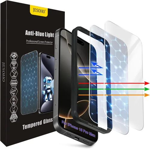 Vista 15 de Protector de pantalla de luz azul para iPhone 11, iPhone XR (6.1") HD con bloqueo de luz azul, película de vidrio templado, protección