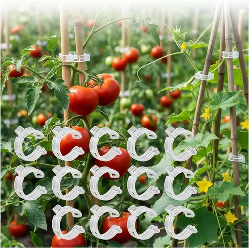 Vista 8 de Clip de plástico seguro para plantas, clips de soporte reutilizables para plantas, clips de plástico para tomate para asegurar plantas trepadoras