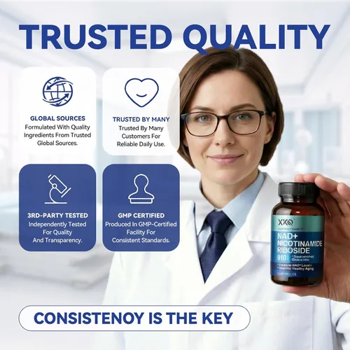 Vista 10 de XKQ Suplemento NAD+ de 910 mg, 60 porciones, toma 2 al día Ribosida de nicotinamida para un envejecimiento saludable, apoya la energía celular