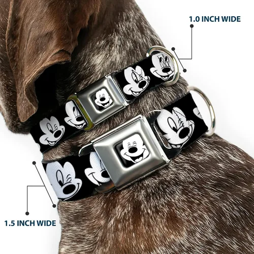 Vista 2 de Buckle-Down Collar de perro con hebilla de cinturón de seguridad, dálmatas para correr, patas, negro, gris, blanco, negro, 1.5 pulgadas de ancho, se