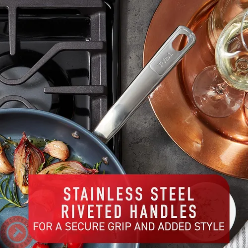 Vista 6 de T-fal Juego de utensilios de cocina de acero inoxidable platino con antiadherentes, 12 piezas para horno de inducción, apto para horno de inducción