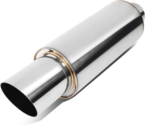 Vista 8 de DNA MOTORING EXA-MF-001-T1 Silenciador de tubo de escape recto de acero inoxidable de 4 pulgadas de diámetro exterior, salida de 3 pulgadas, entrada