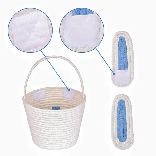 Vista 5 de CubesLand Cesta de Pascua para niños y niñas, cesta de conejo de Pascua con orejas de conejo, cesta de caza de huevos de Pascua, cestas de Pascua