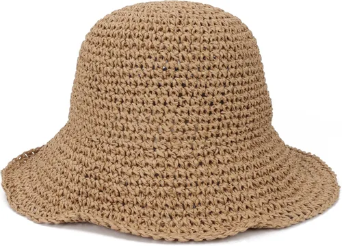 Vista 8 de Sombrero de paja para mujer, plegable, plegable, de ala ancha, para verano, playa, sombrero de ganchillo