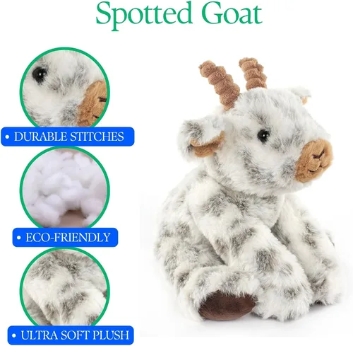 Vista 8 de The Petting Zoo Peluche de cabra de peluche, regalos para niños, animales salvajes de granero de vida silvestre, juguete de peluche de cabra de 9