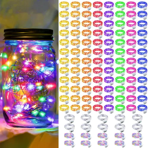 Vista 28 de Paquete de 6 luces de hadas a pilas con temporizador remoto, 8 modos de iluminación, 7 pies, 20 luces LED impermeables para Halloween, Navidad
