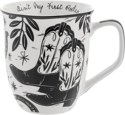 Vista 17 de Karma Gifts - Taza bohemia de 16 onzas, color blanco y negro, diseño de abeja, bonita taza de café y té, tazas de café de cerámica para mujeres