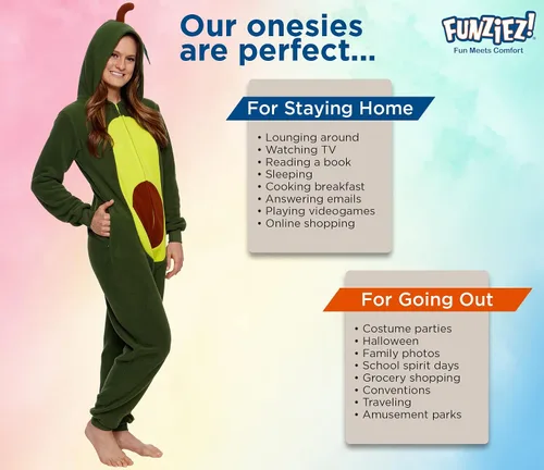 Vista 5 de Slim Pineapple and Avocado Adult Onesie - Food Halloween Costume - One Piece Cosplay Suit for Adults Women and Men FUNZIEZ