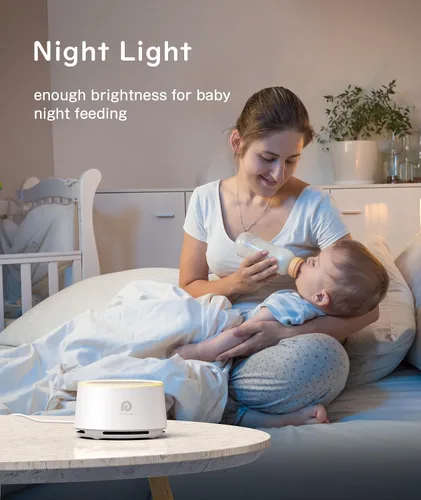 Vista 4 de Dreamegg D1 Máquina de Sonido para Bebé - Máquina de Ruido Blanco para Bebé con Luz Nocturna, 24 Sonidos de Alta Fidelidad, Temporizador y Función