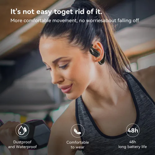 Vista 3 de OWS - Auriculares inalámbricos Bluetooth 5.4, auriculares inalámbricos con ganchos para las orejas y micrófono, IPX5 impermeable, rango 64H